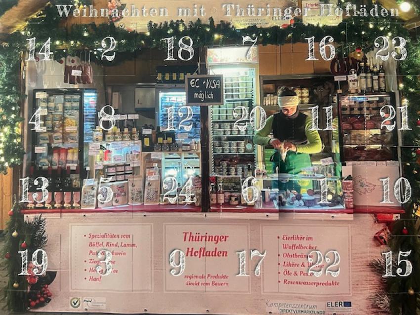 Kostenloses Werbemittel für die Vorweihnachtszeit: Adventskalender der Thüringer Hofläden 2024